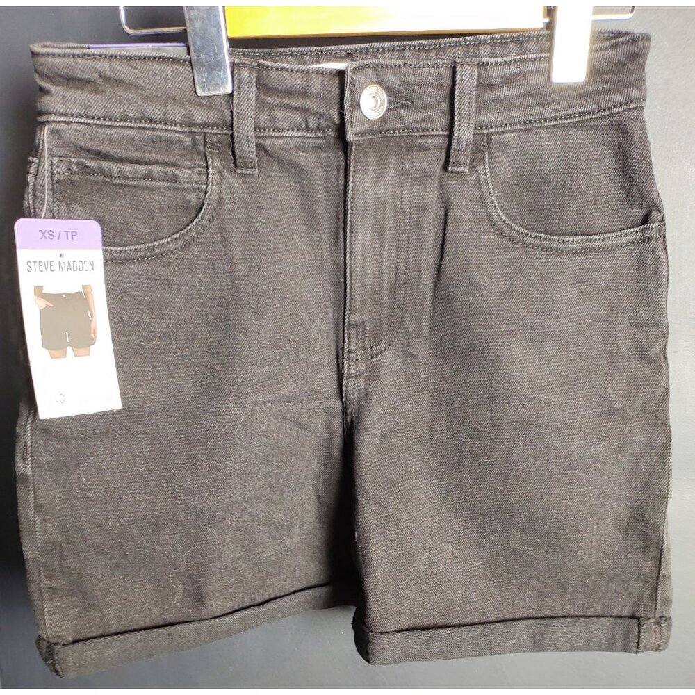 Steve Madden Denim Shorts Women’s XS Gray Cuffed Casual Summer NWT Stretch